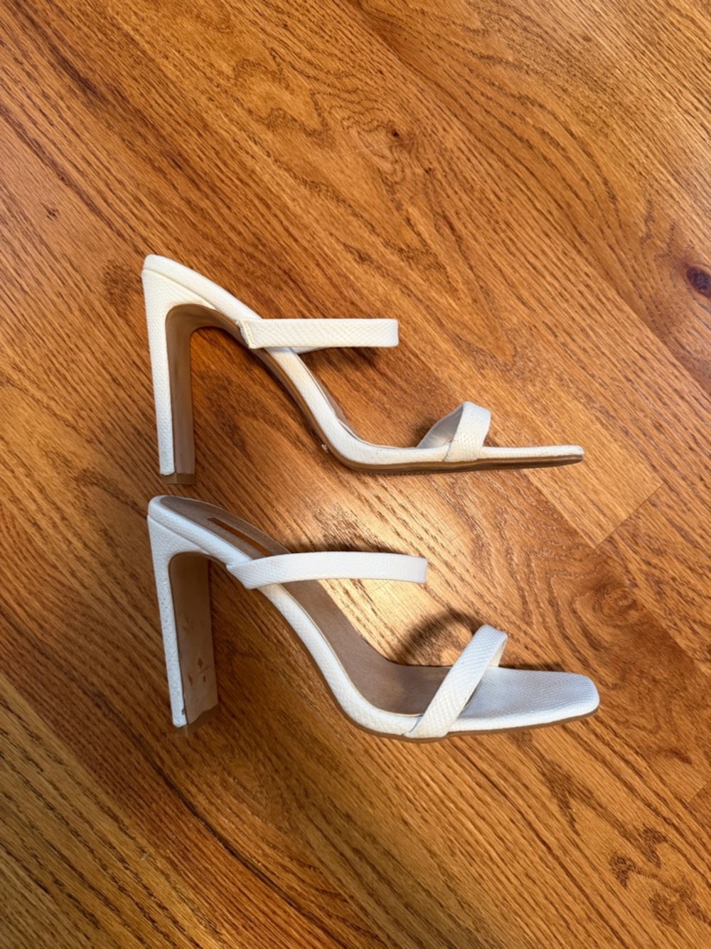 Billini White Double-Strap Square Toe High Heels